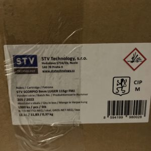 STV Scorpio 9mm Luger 115gr 7,5g FMJ 1000 Stck.