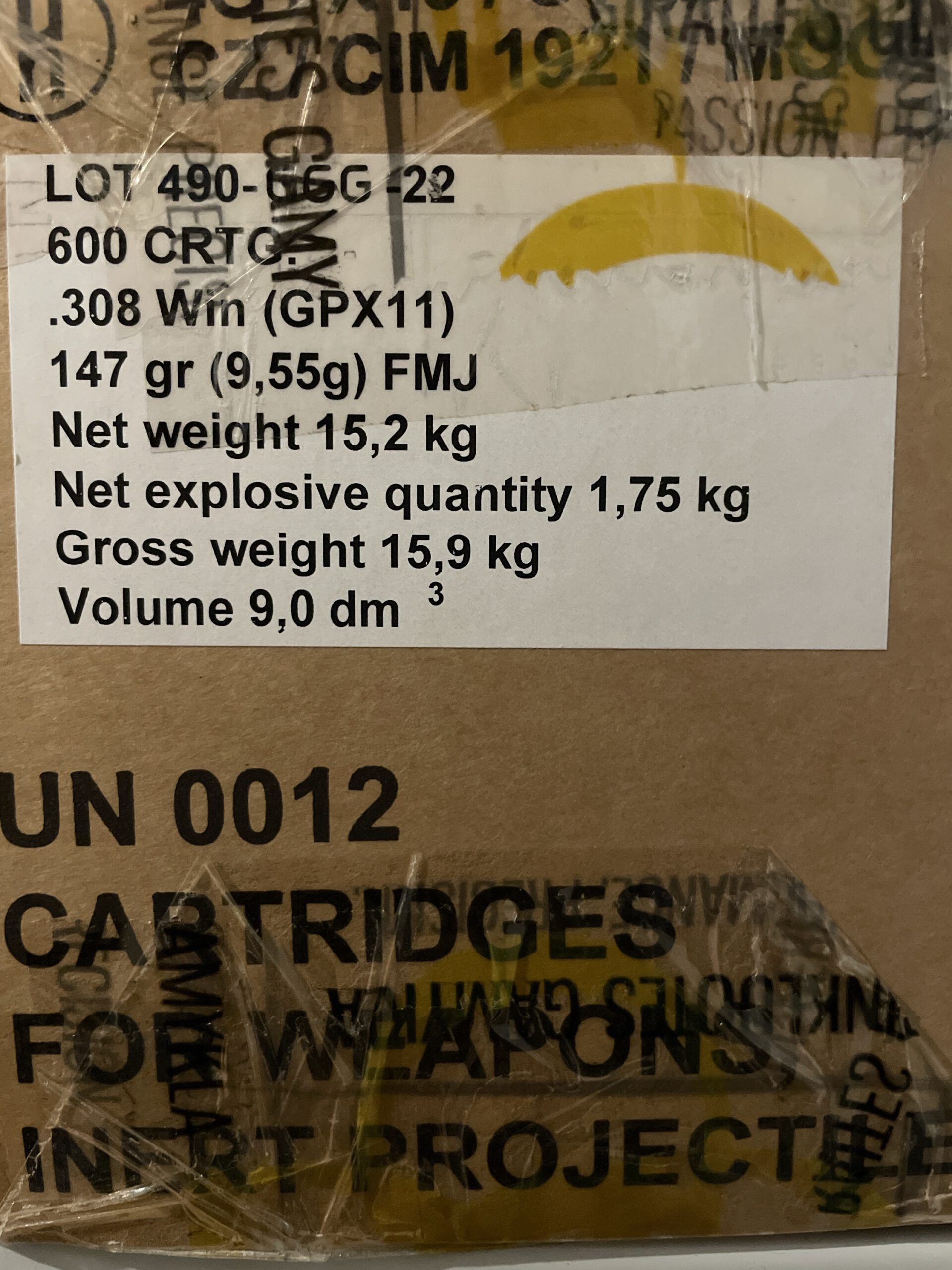 GGG .308Win 147gr FMJ 600 Stck.
